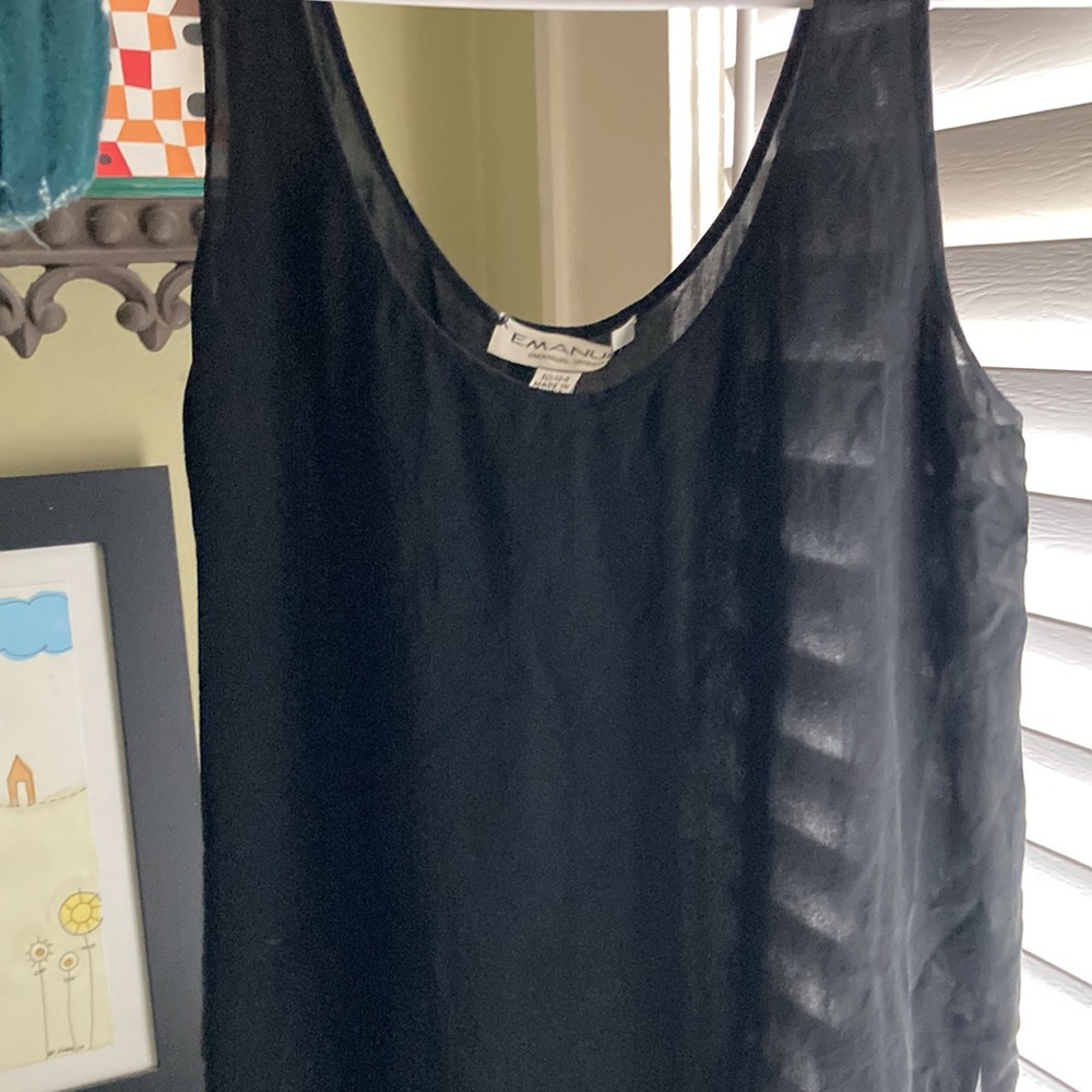 Emanuel Ungaro Sheer Silk Black Tank
